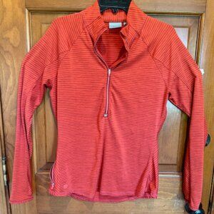 Athleta Pullover Womens Shirt Large Red/Gray 1/4 Zip Athleisure Workout Run
